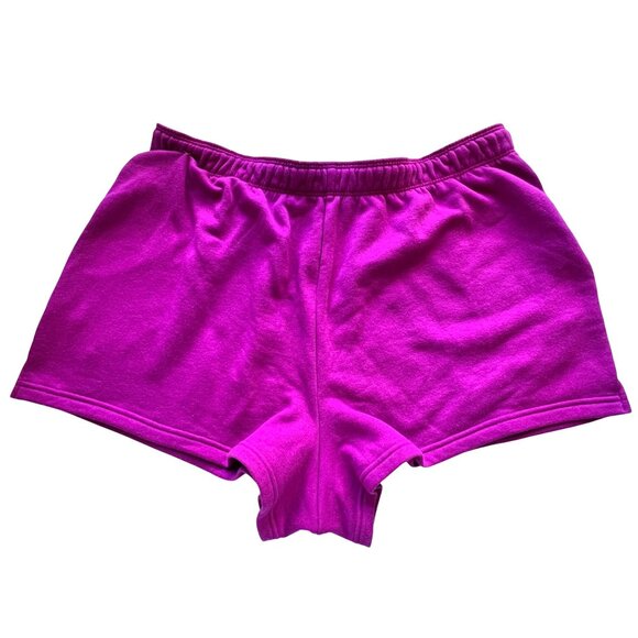 Victorias Secret Pink Fleece Purple Cotton Blend Shorts Embroidered Logo Size XL - Picture 2 of 10